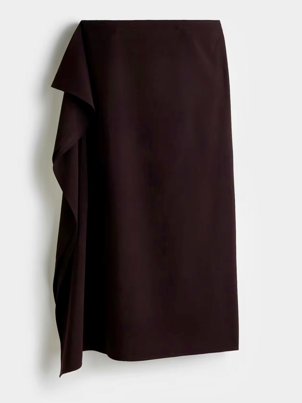 H&M SPECIAL EDITION dark brown plum Midi Skirt ruffle side